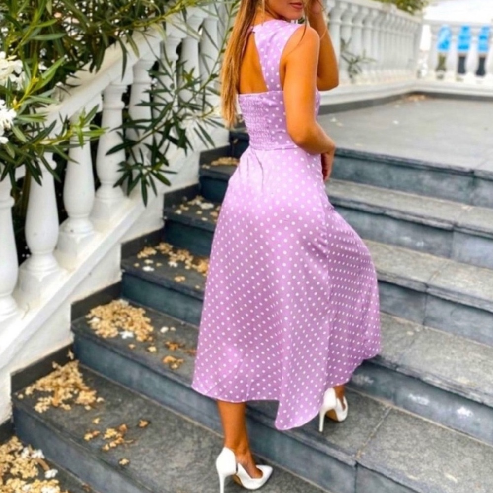 Zara purple polka dots midi dress